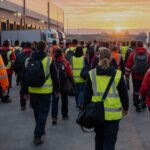 Assembly and production team organising early shift
